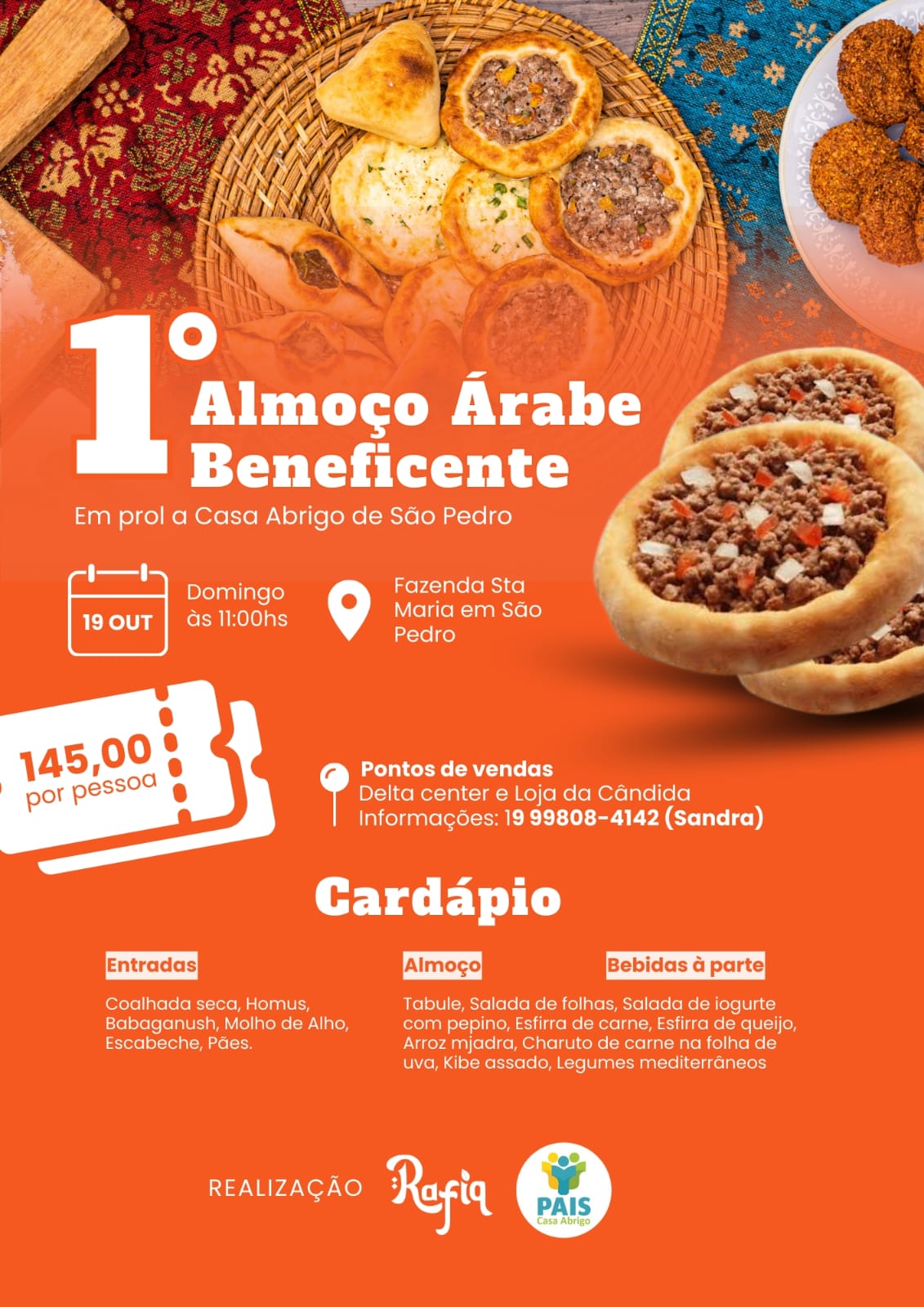 1º Almoço Árabe Beneficente em prol da Casa Abrigo São Pedro