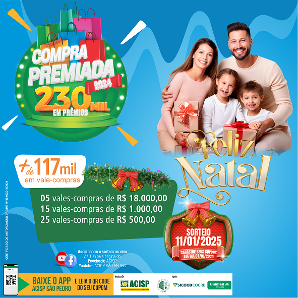 Confira os ganhadores do sorteio de Natal da Campanha Compra Premiada 2024